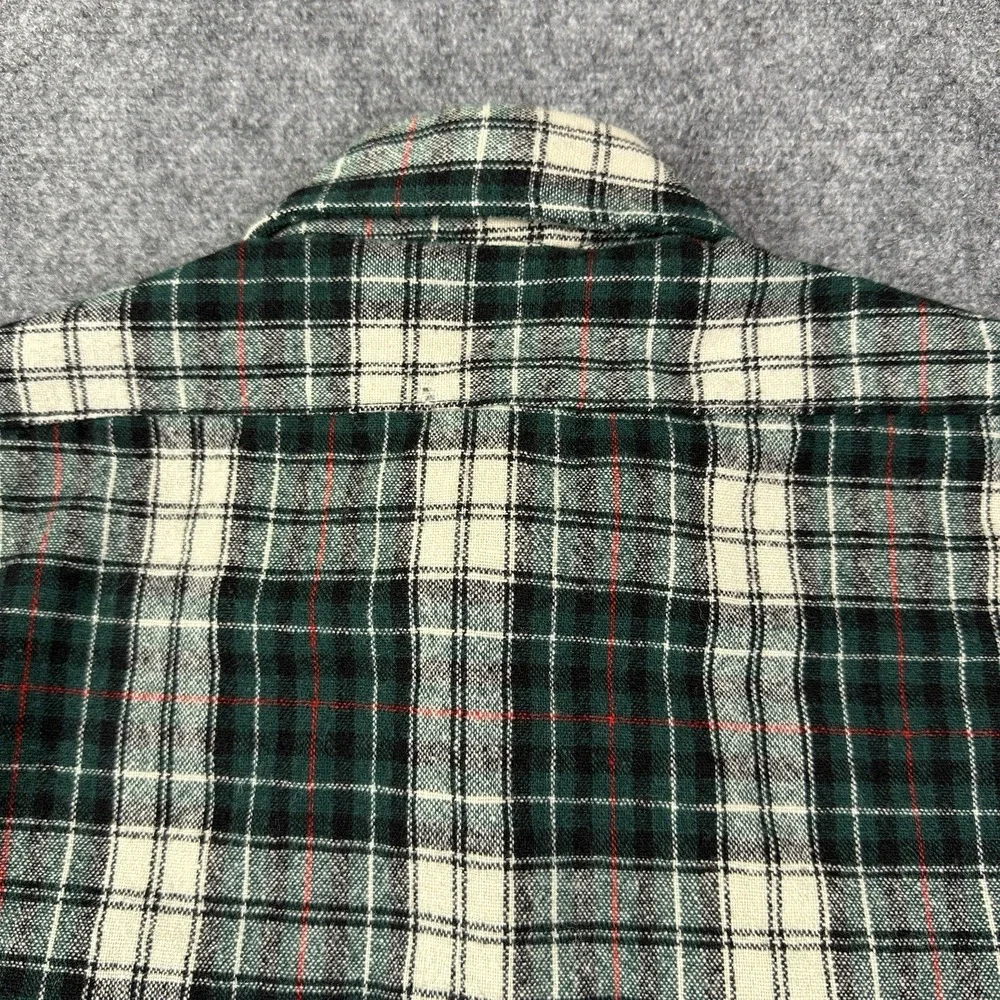 Vintage Amana Woolen Mills Flannel Shirt Mens M Green Plaid 50s 60s Outdoor Work